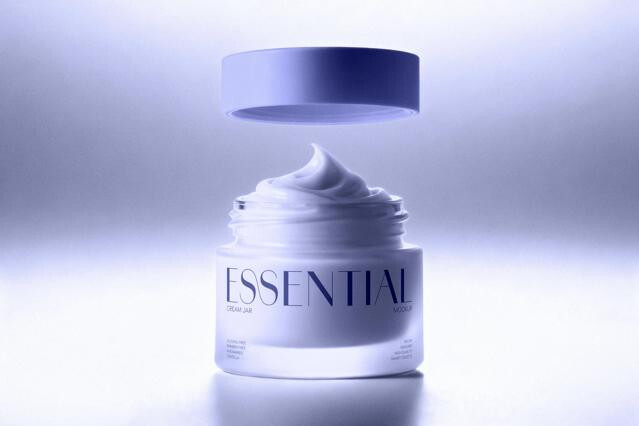 Cosmetic Jar Mockup with Floating Lid