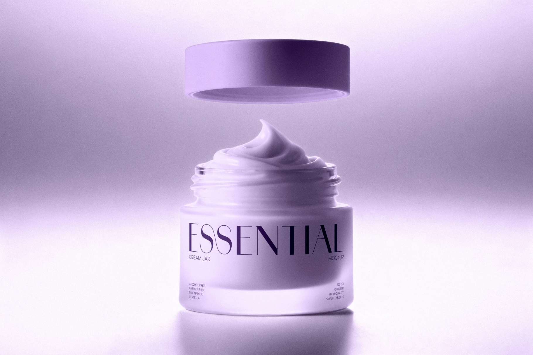 Cosmetic Jar Mockup with Floating Lid