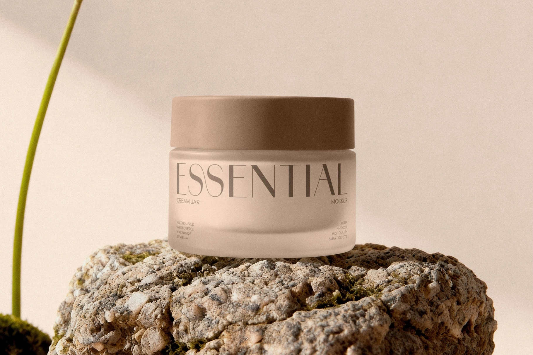 Cream Jar Mockup on Stone Surface