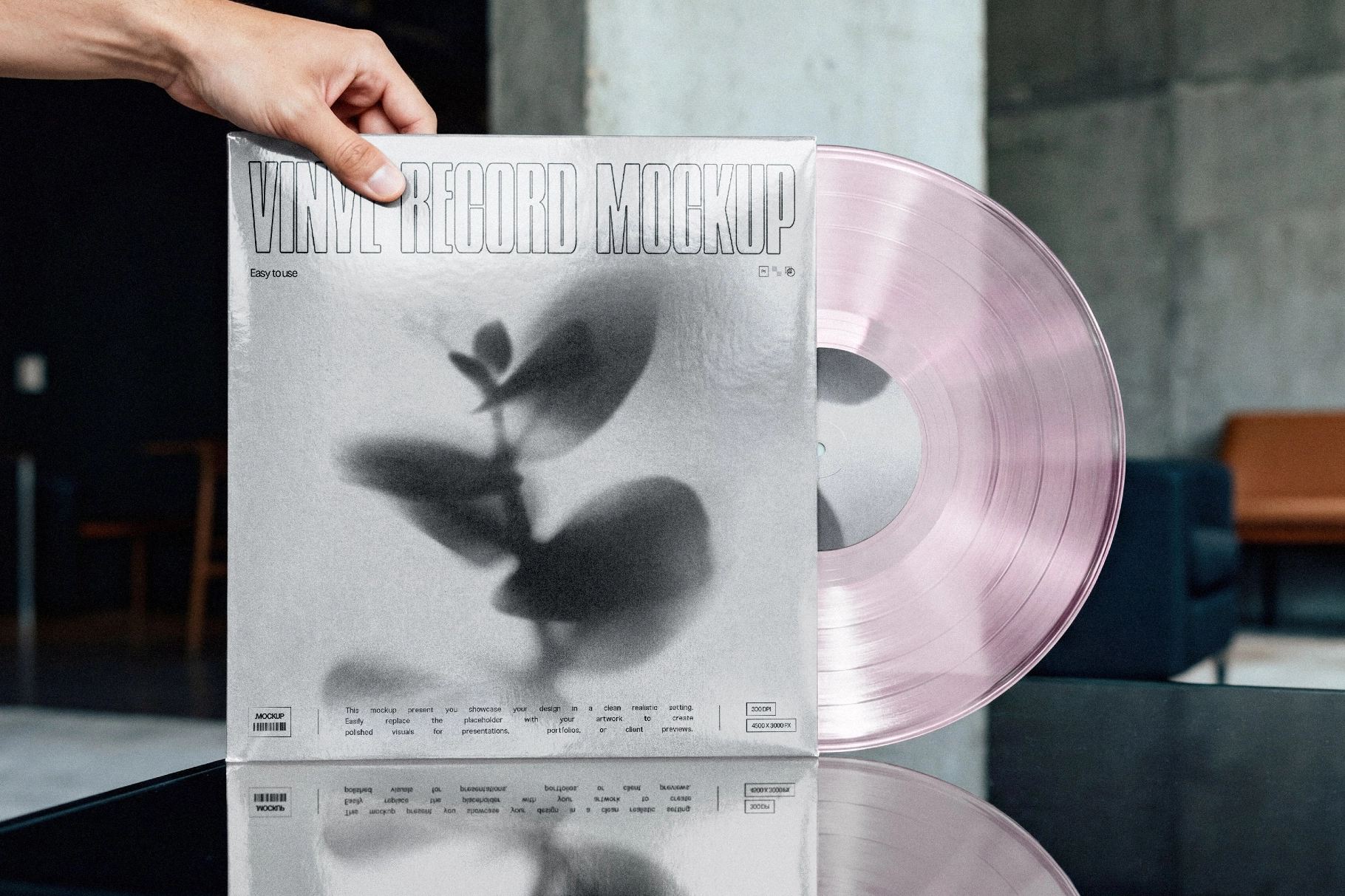 Vinyl Record Mockup with Sleeve and Clear LP