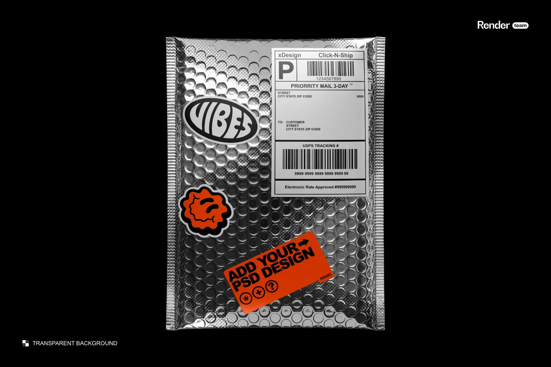 Metallic Bubble Mailer Mockup