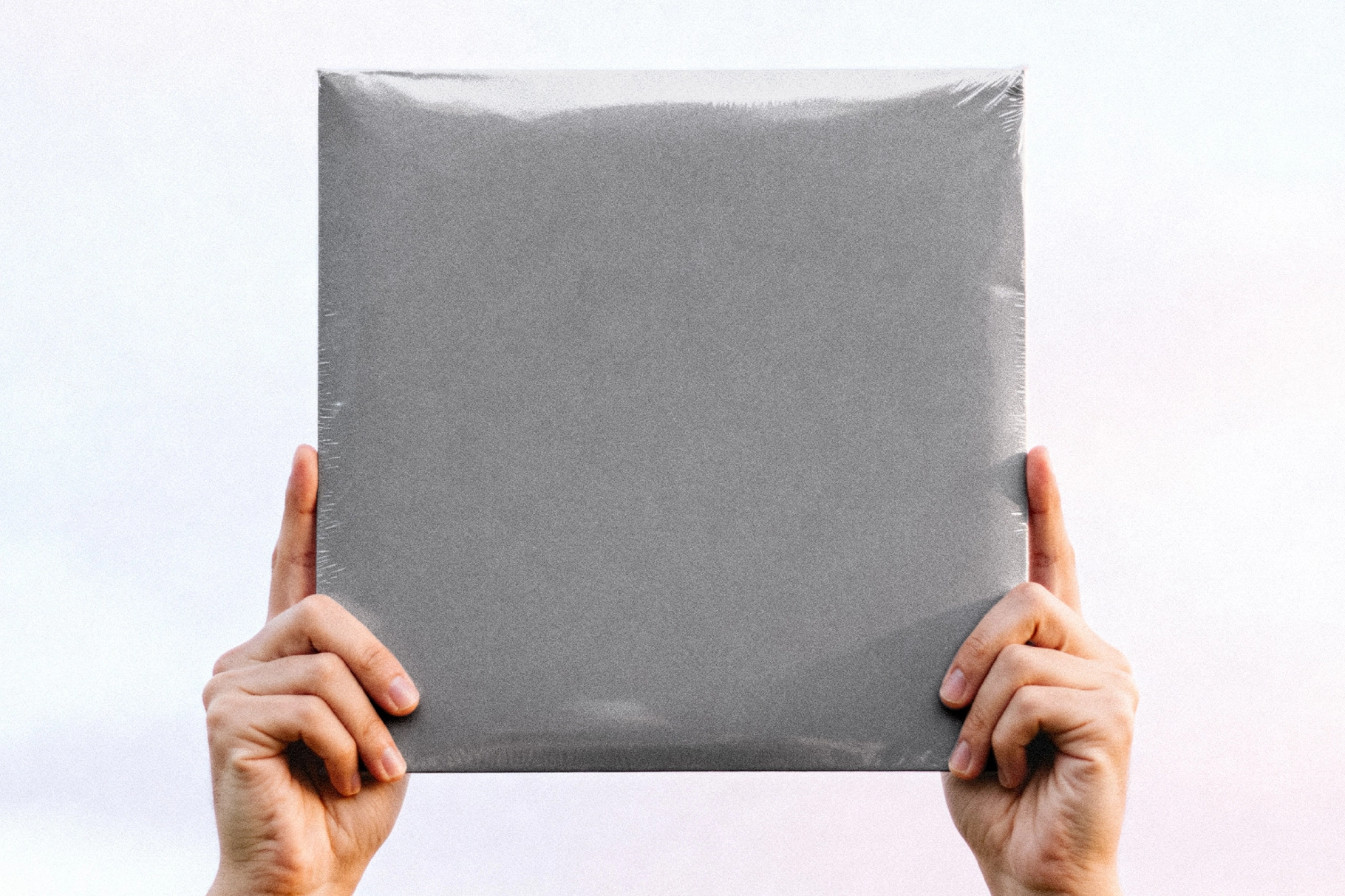 Vinyl Record Cover Mockup with Plastic Wrap