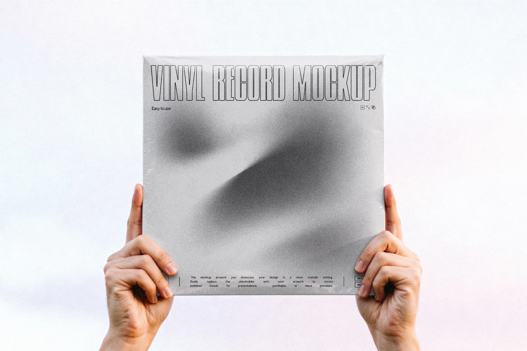 Vinyl Record Cover Mockup with Plastic Wrap