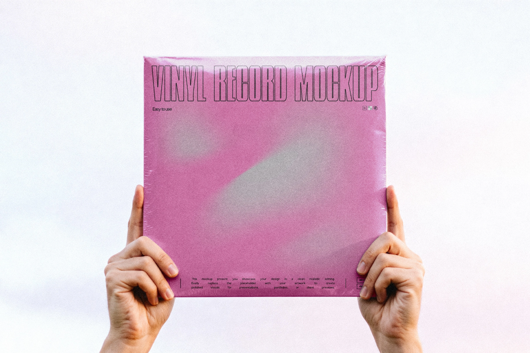 Vinyl Record Cover Mockup with Plastic Wrap