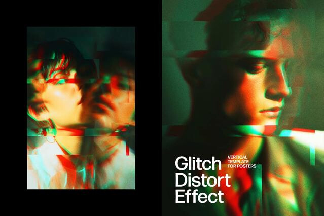 Broken Glitch Poster Photo Effect