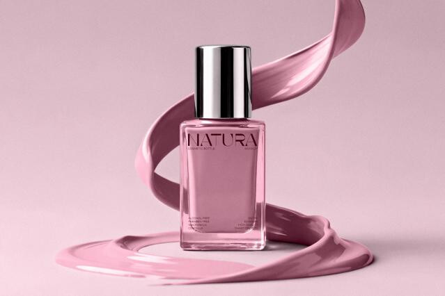 Glass Cosmetic Bottle Mockup with Cream Splash