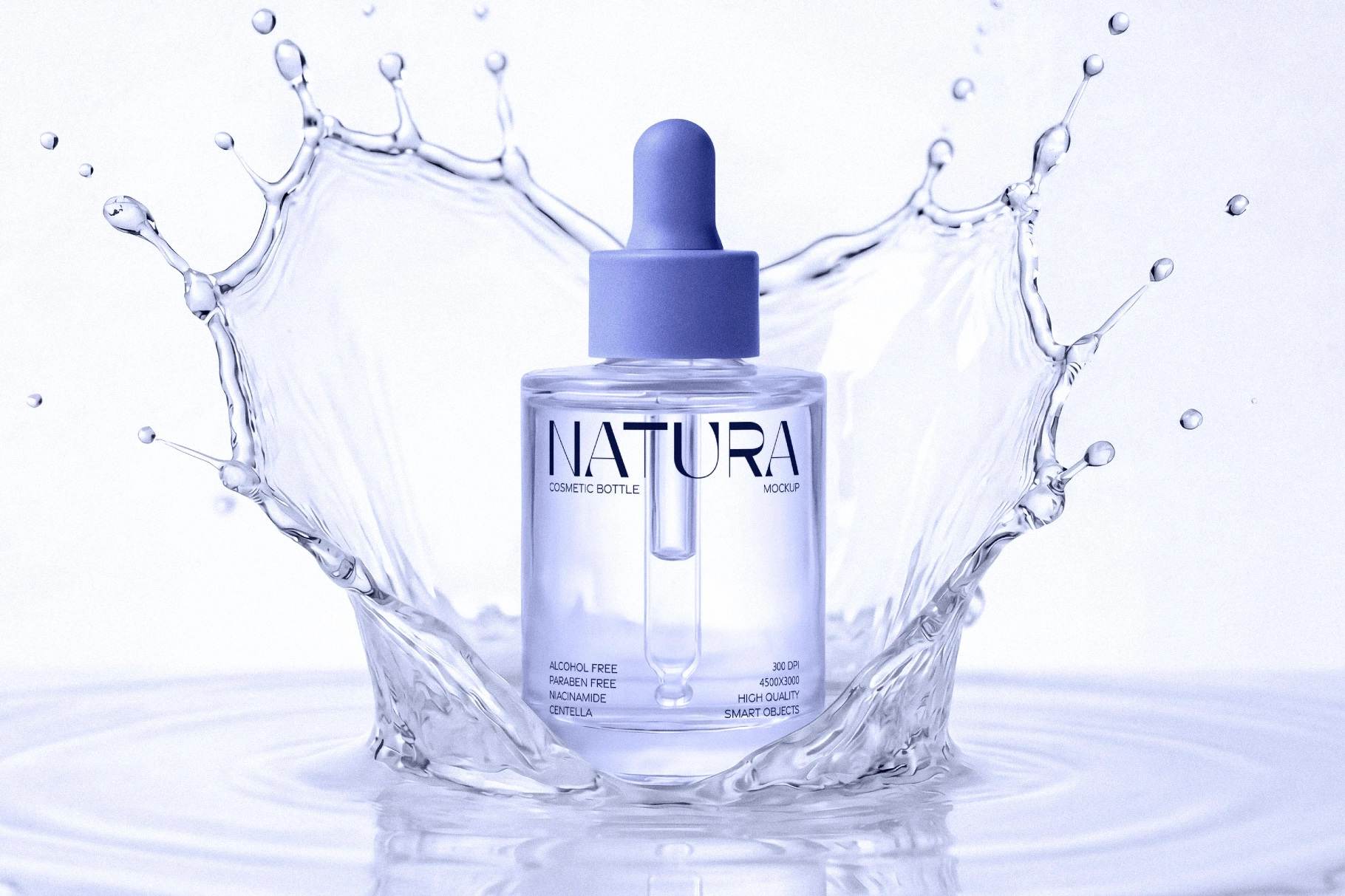 Cosmetic Bottle Mockup With Water Splashes