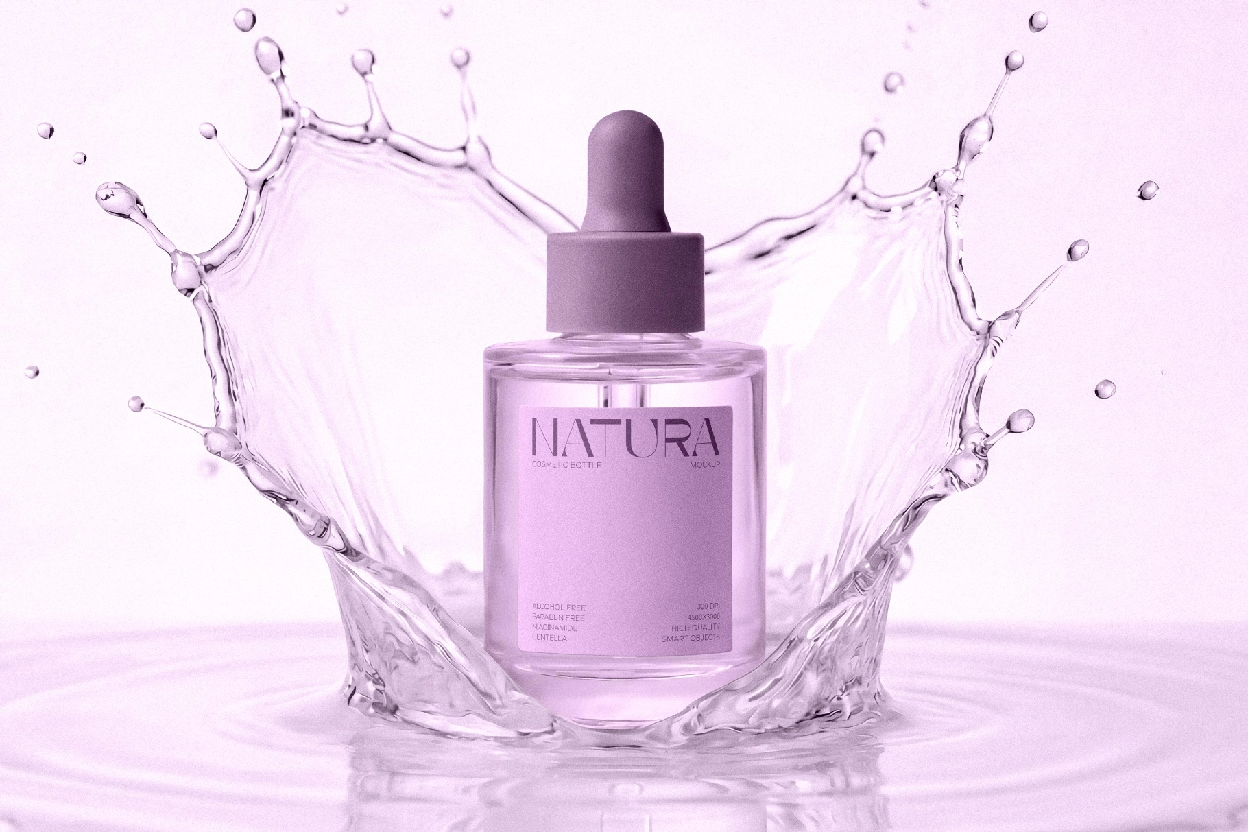 Cosmetic Bottle Mockup With Water Splashes