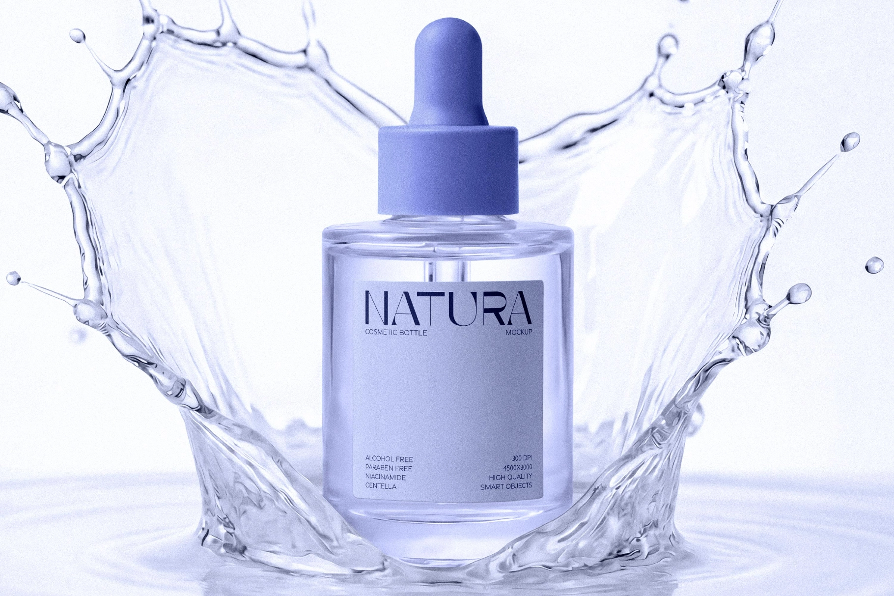 Cosmetic Bottle Mockup With Water Splashes