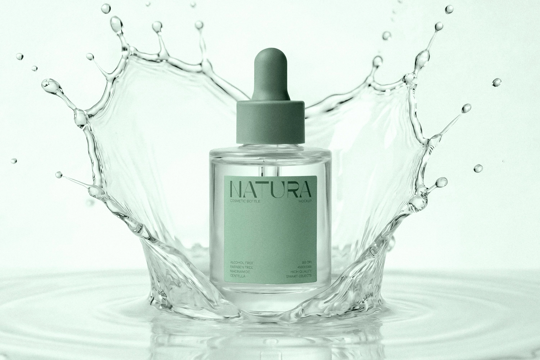 Cosmetic Bottle Mockup With Water Splashes