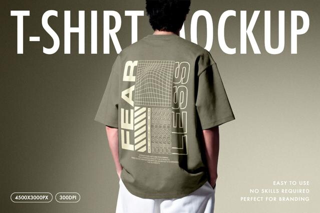 Back View Oversized T-Shirt Mockup
