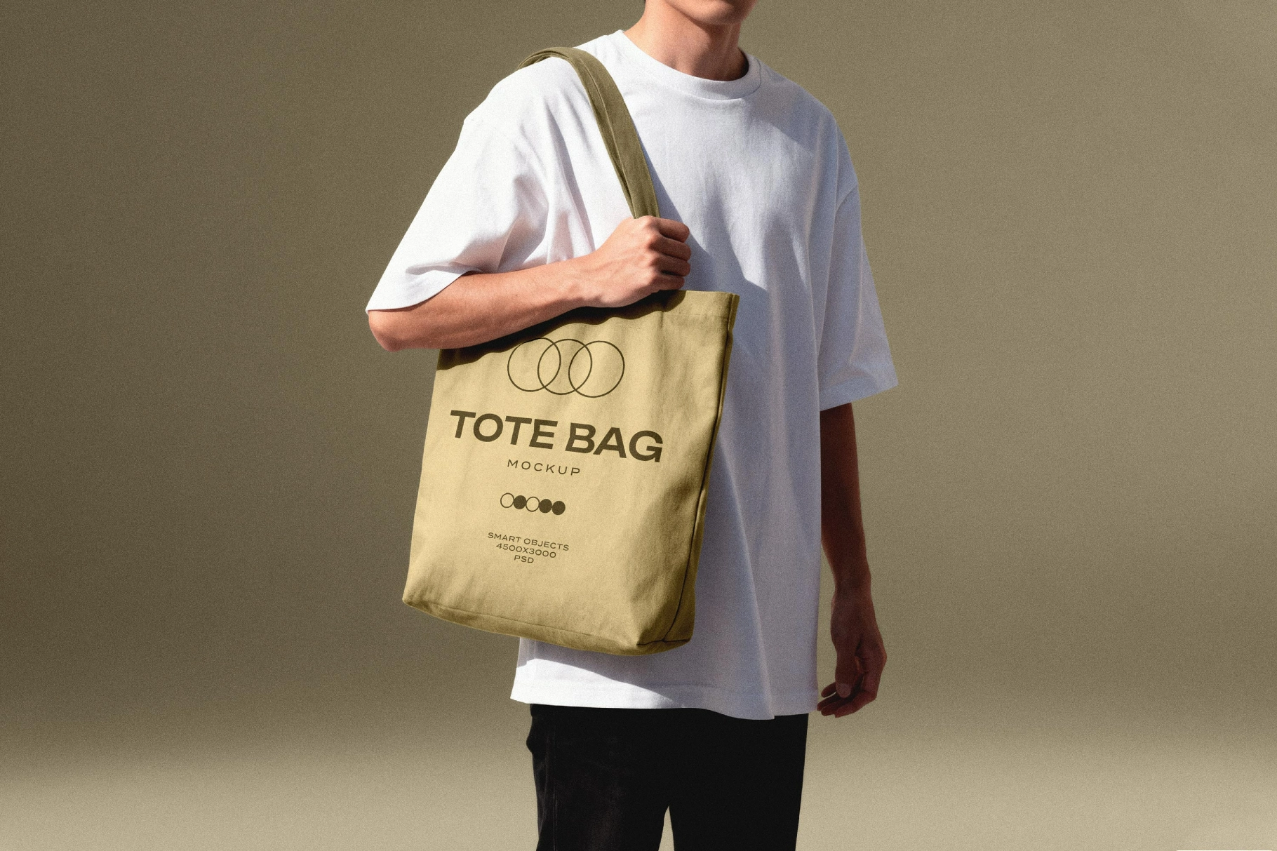 Man With Canvas Bag Mockup