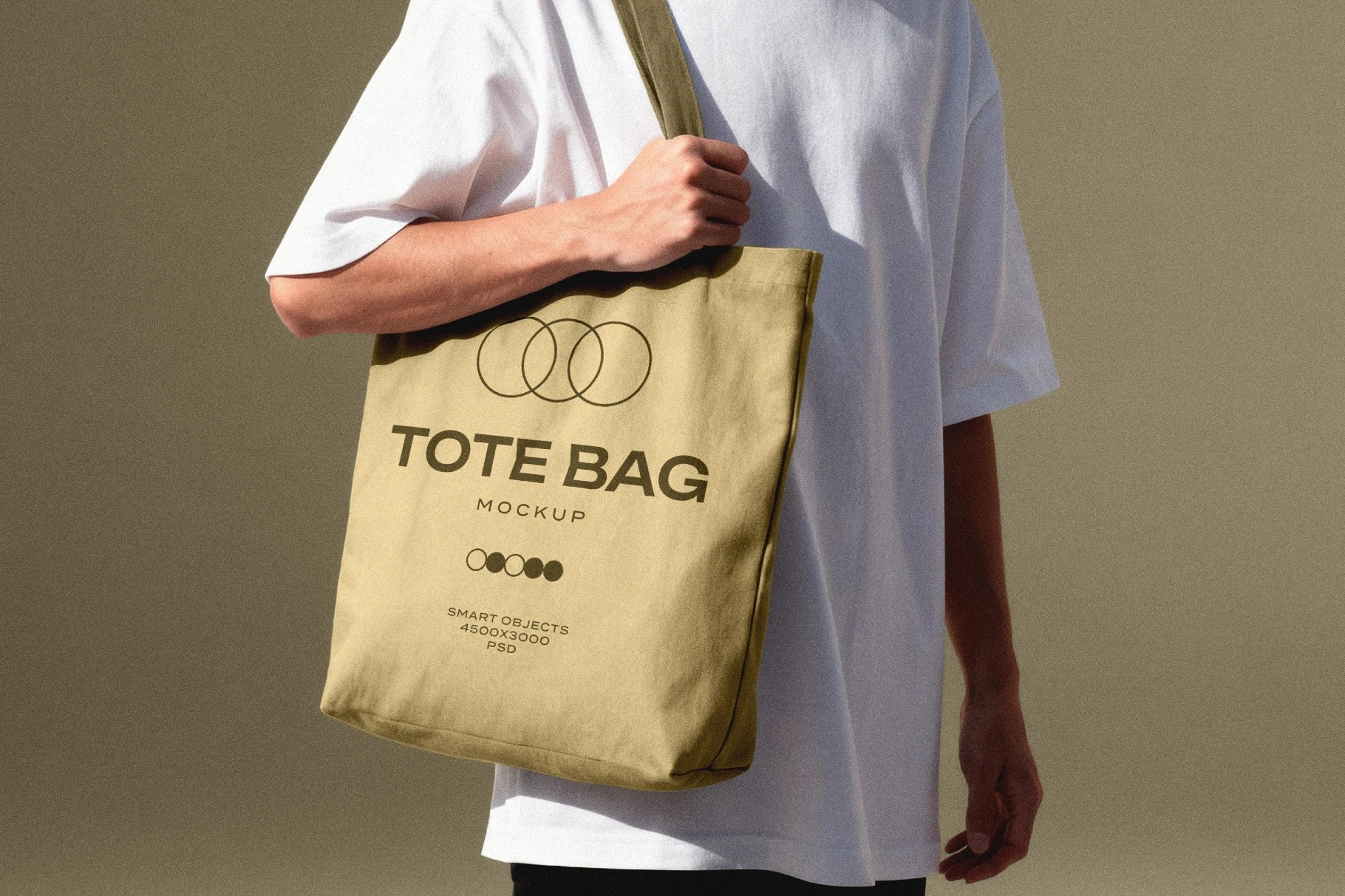Man With Canvas Bag Mockup