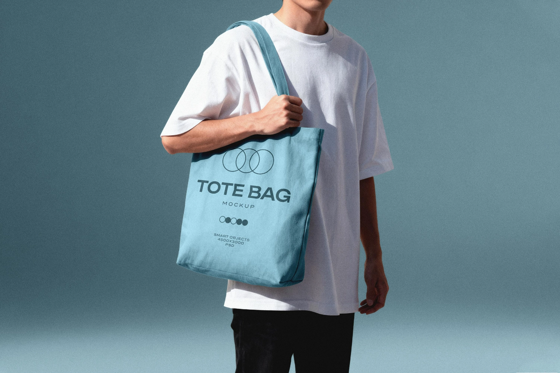 Man With Canvas Bag Mockup