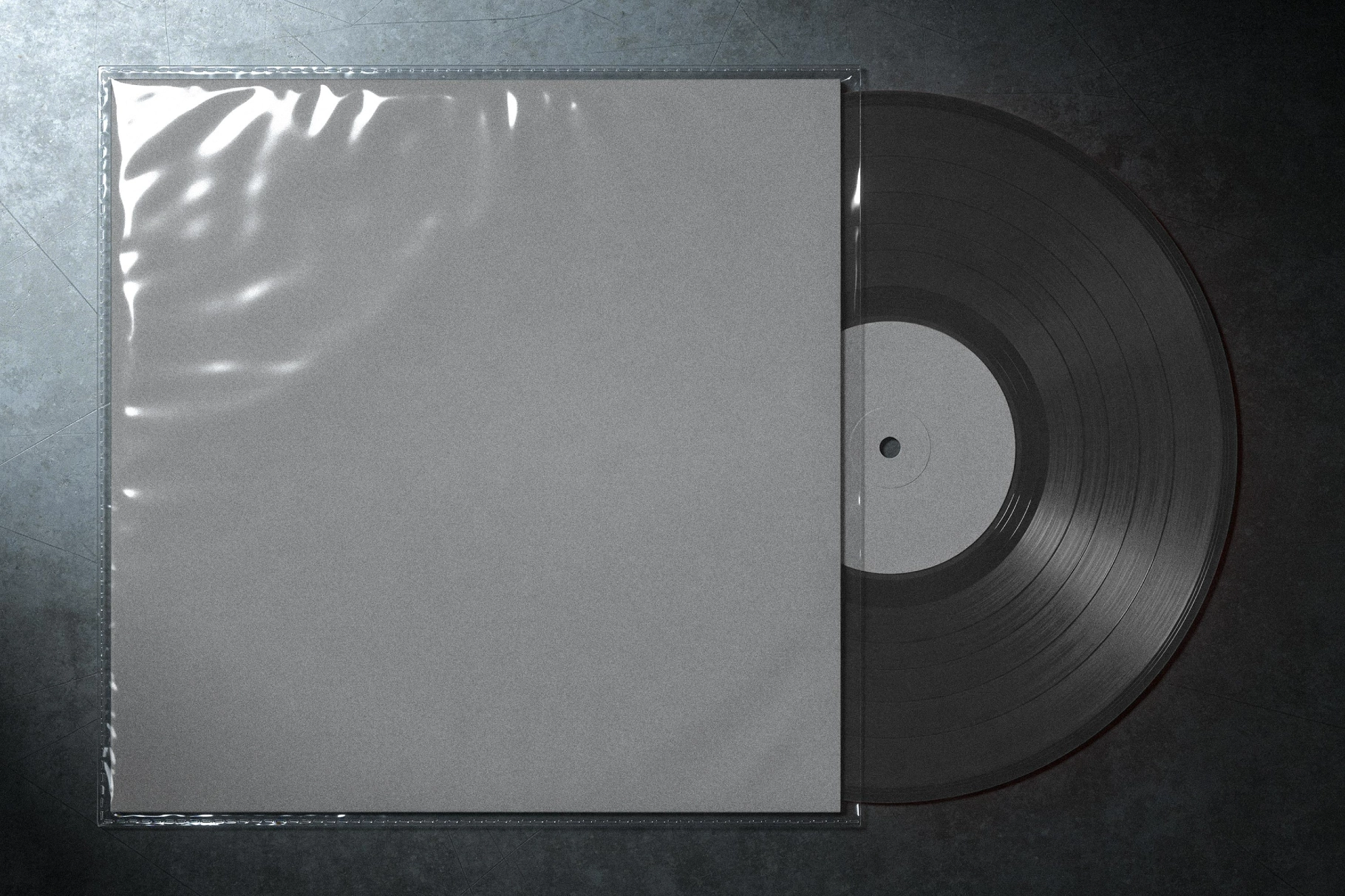 Vinyl Record Mockup in Protective Cover