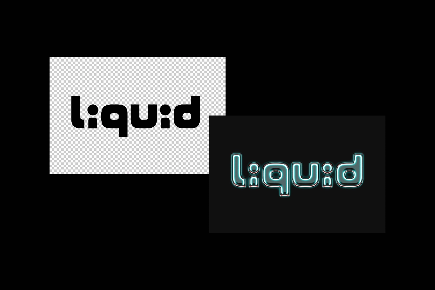 Chrome Text Effect Mockup with Neon Glow