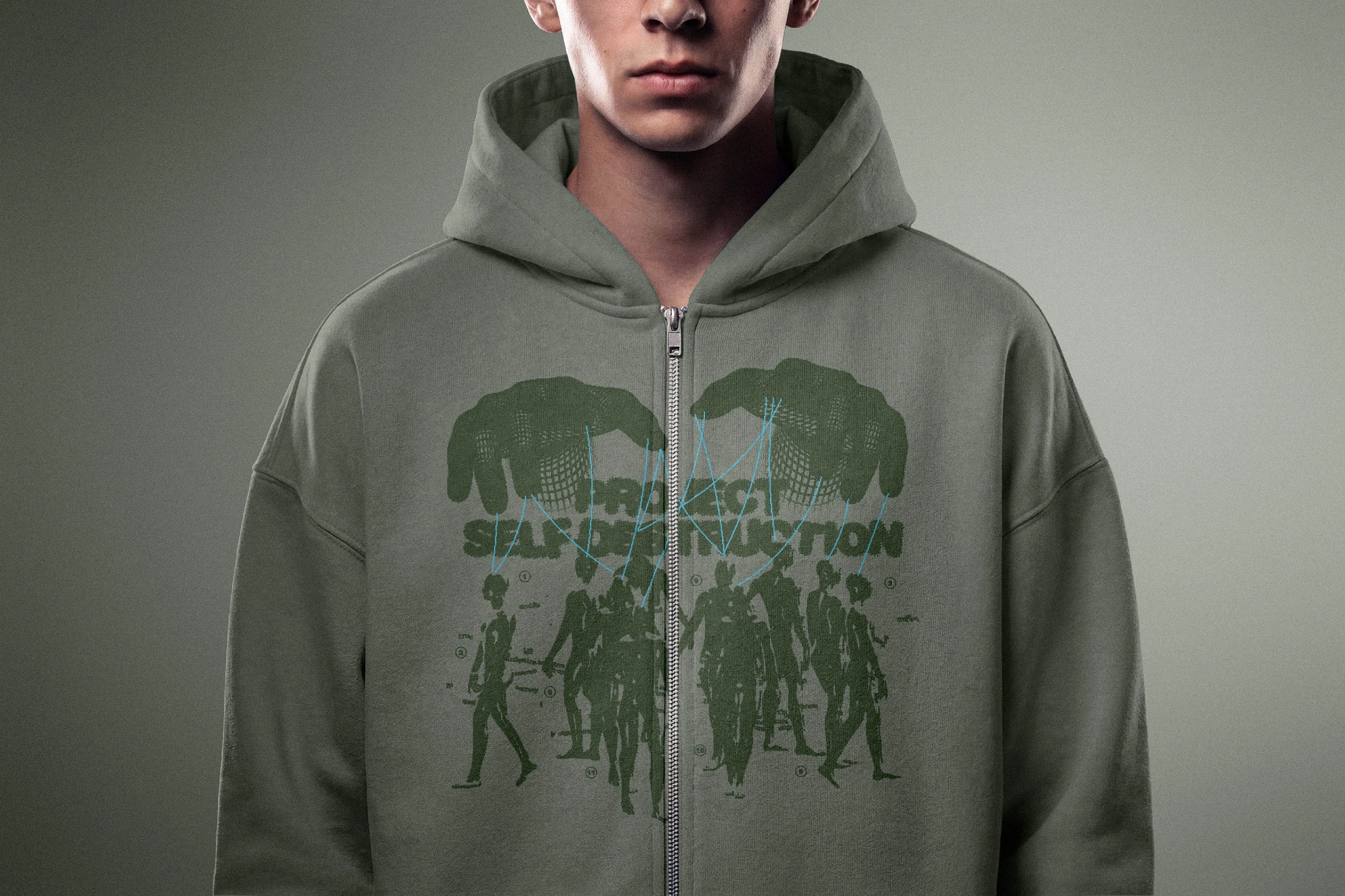 Streetwear Zip Hoodie Print Mockup