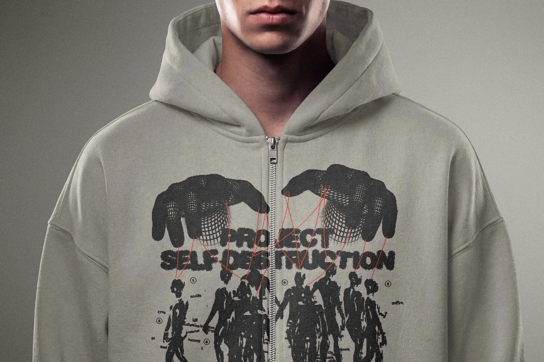 Streetwear Zip Hoodie Print Mockup