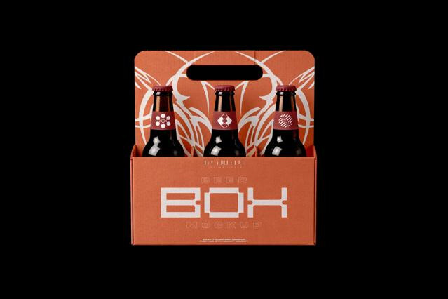 Three Bottle Beer Carrier Mockup