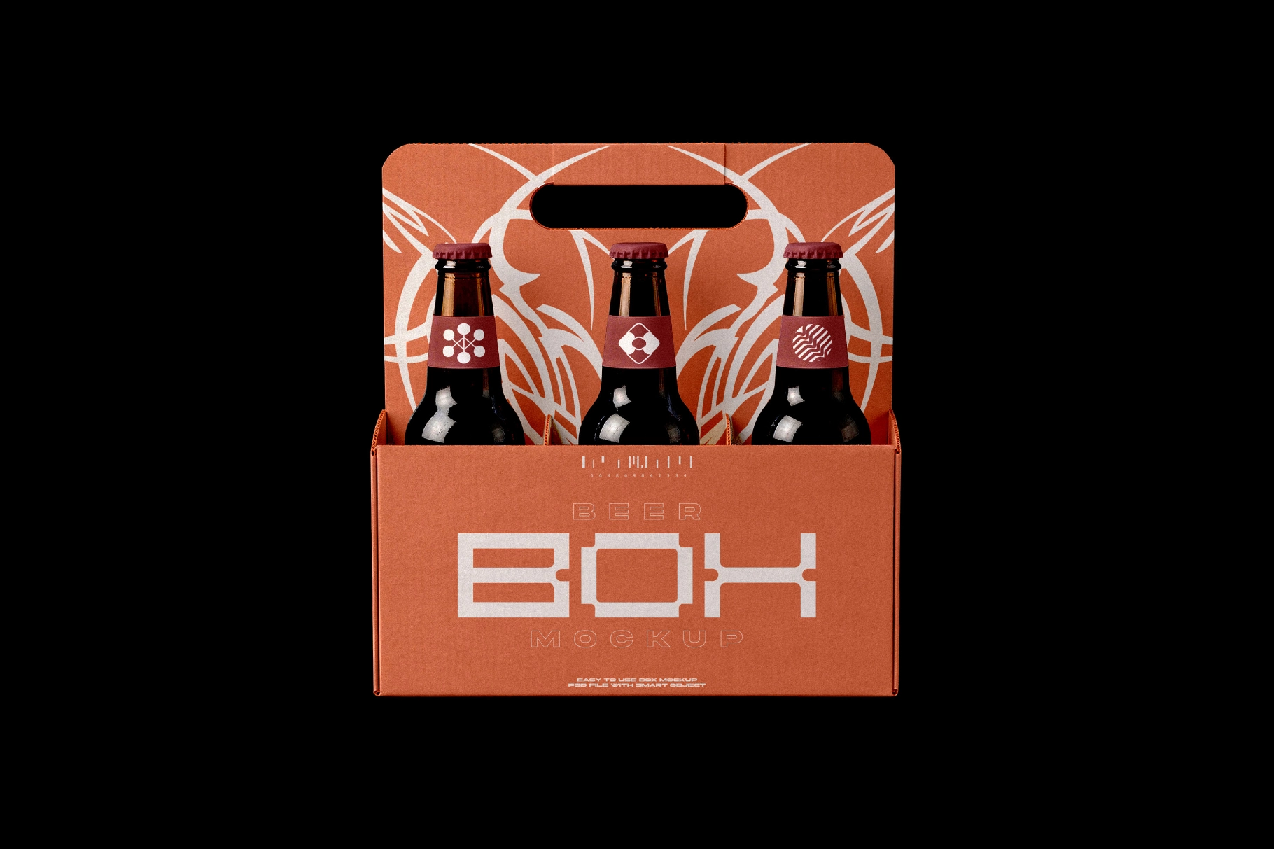 Three Bottle Beer Carrier Mockup