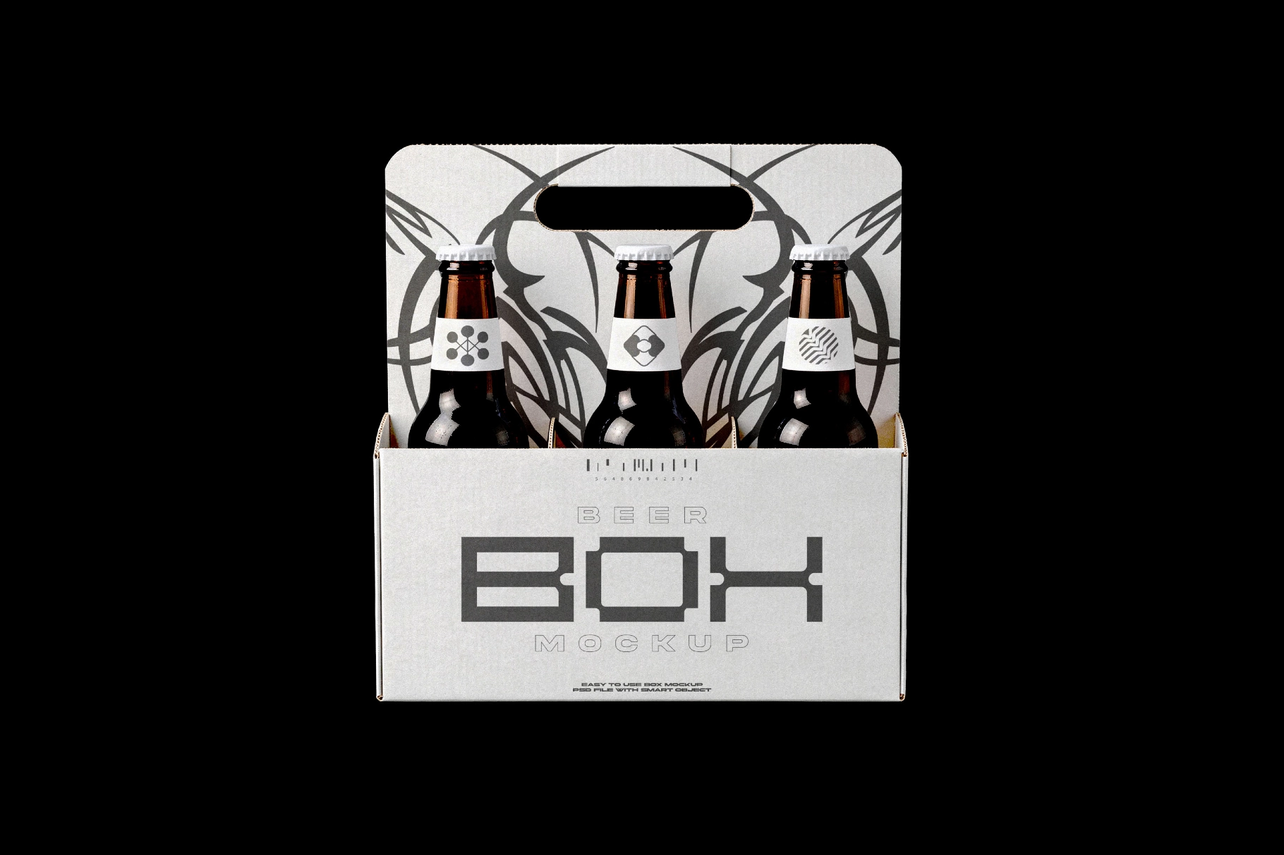 Three Bottle Beer Carrier Mockup