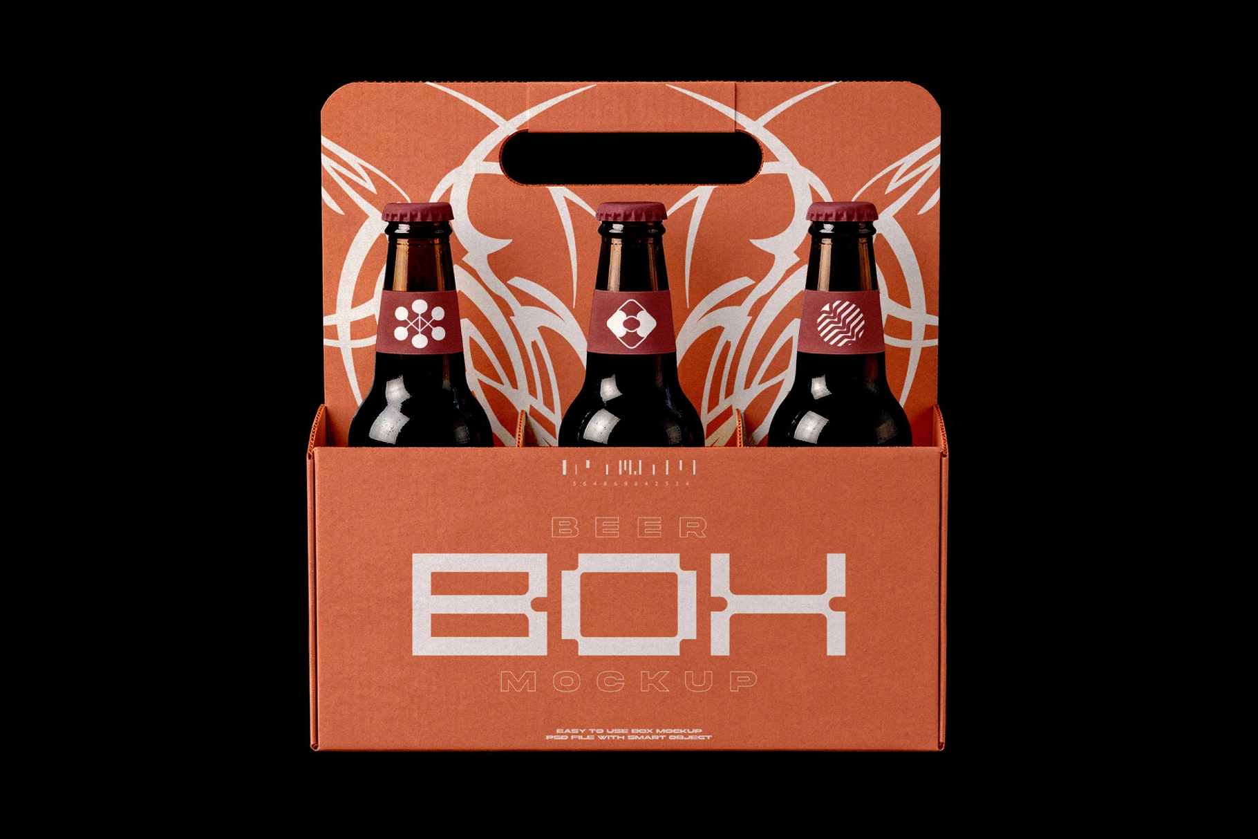 Three Bottle Beer Carrier Mockup