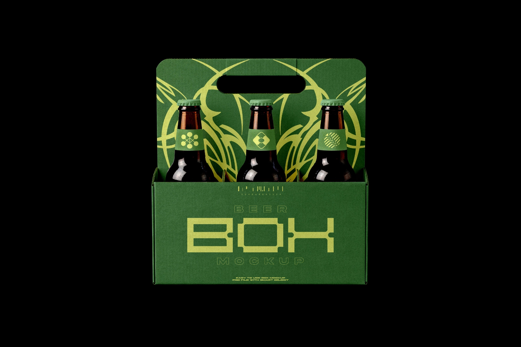 Three Bottle Beer Carrier Mockup