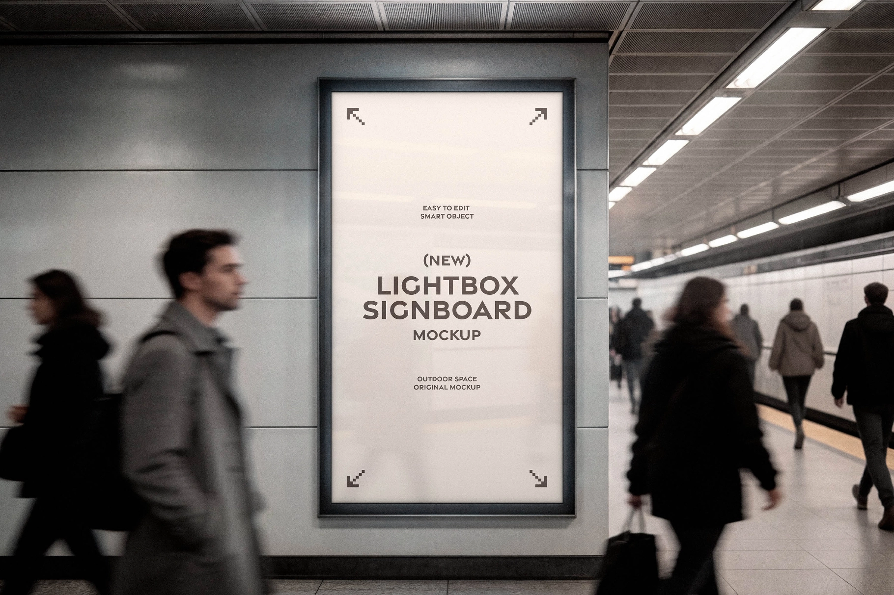 Lightbox Signboard Mockup in Subway Station
