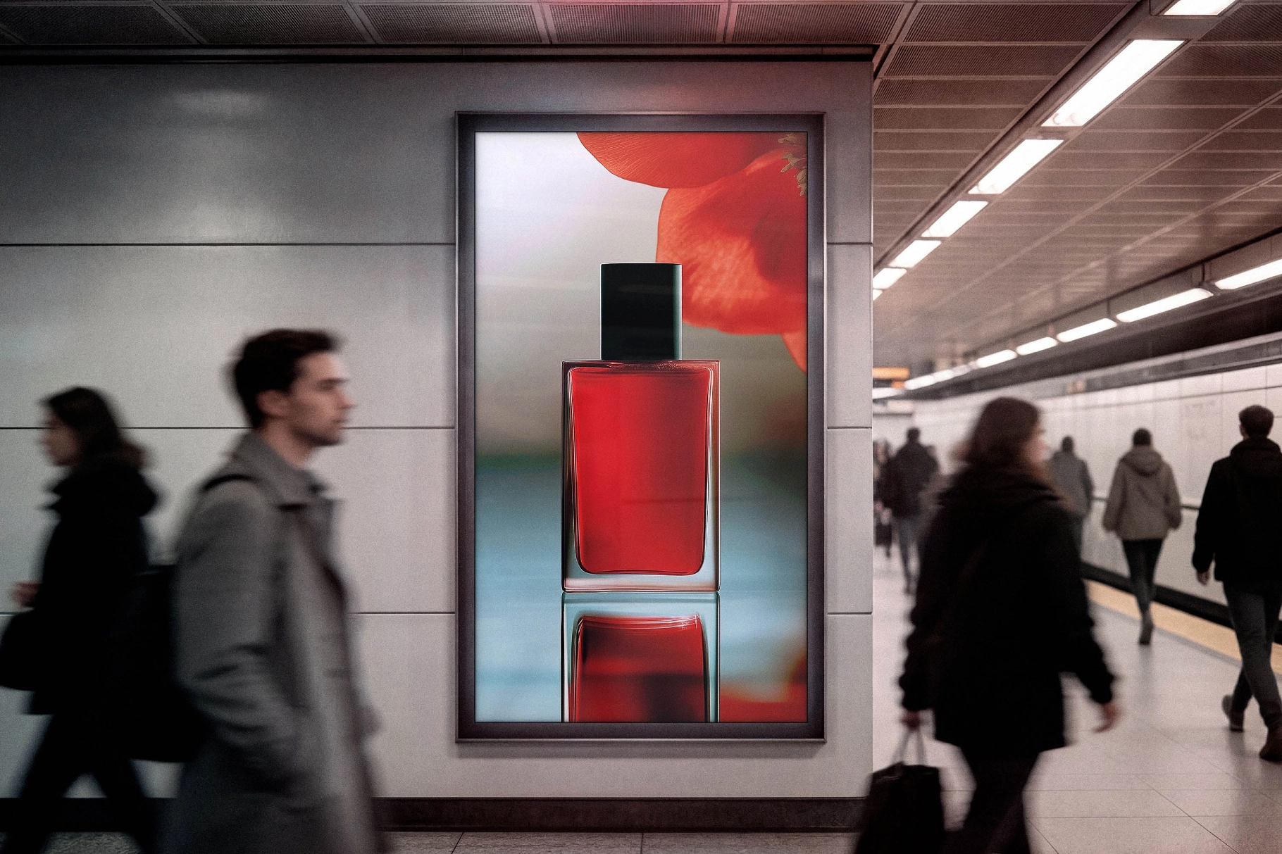 Lightbox Signboard Mockup in Subway Station