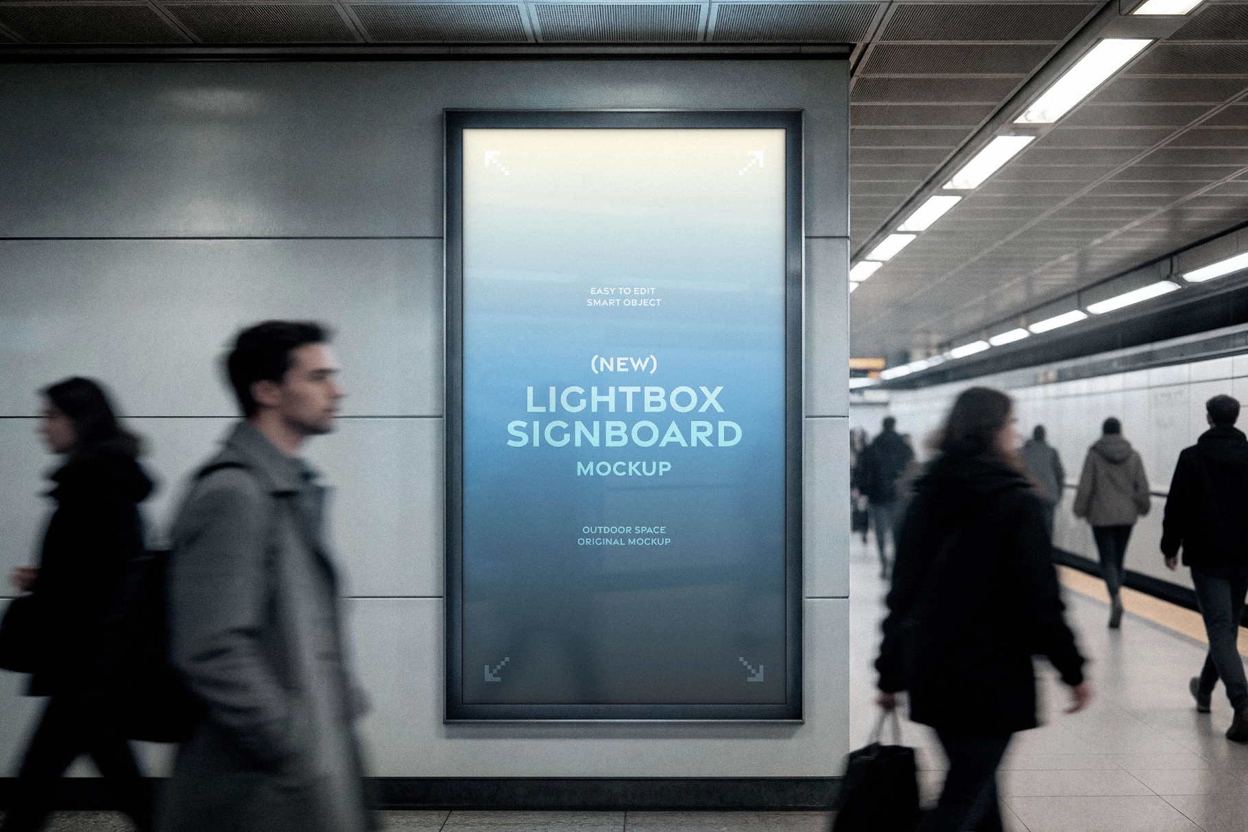 Lightbox Signboard Mockup in Subway Station