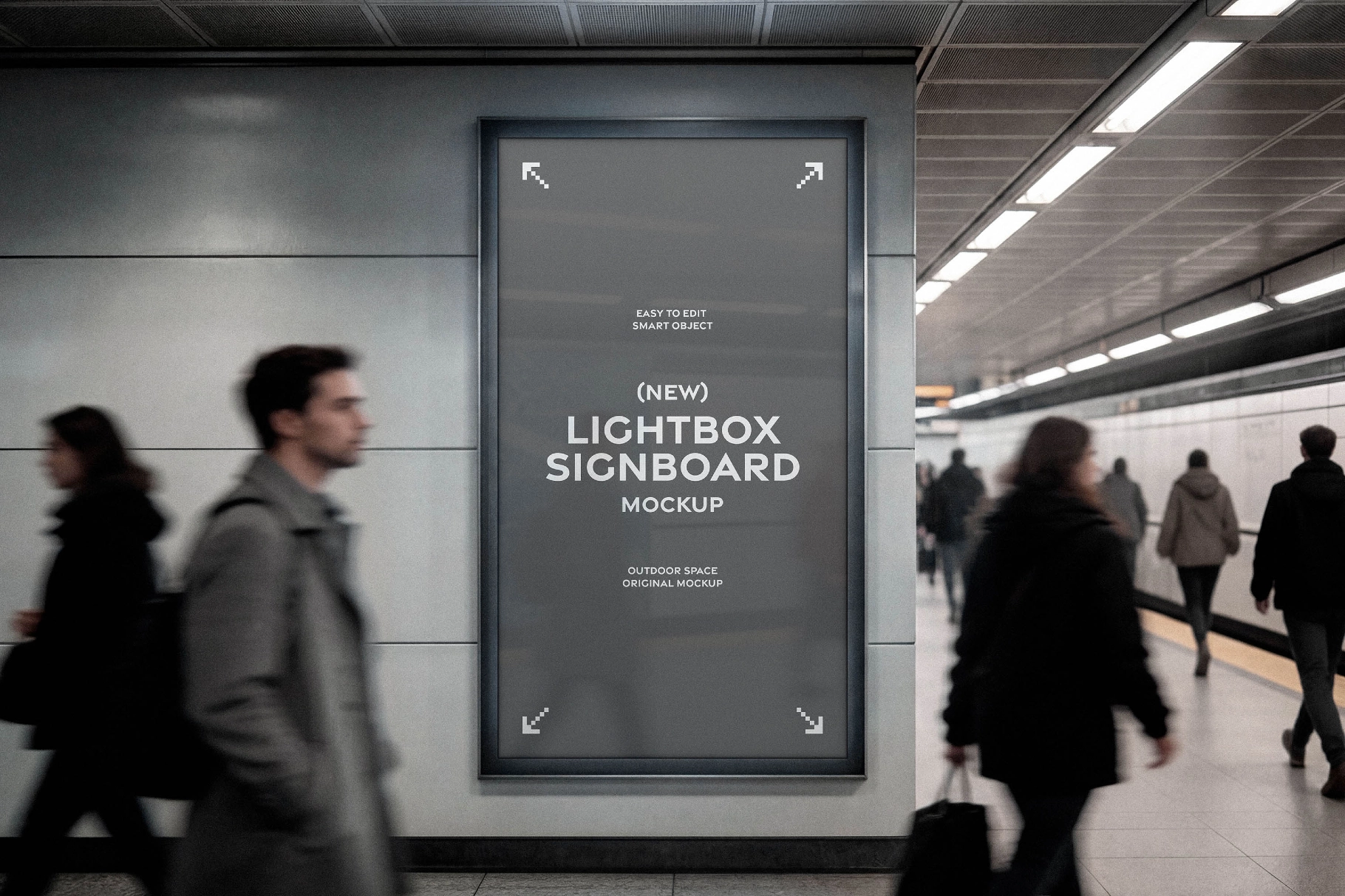 Lightbox Signboard Mockup in Subway Station