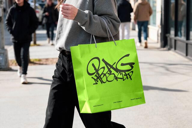 Retail Bag Mockup with Rope Handles