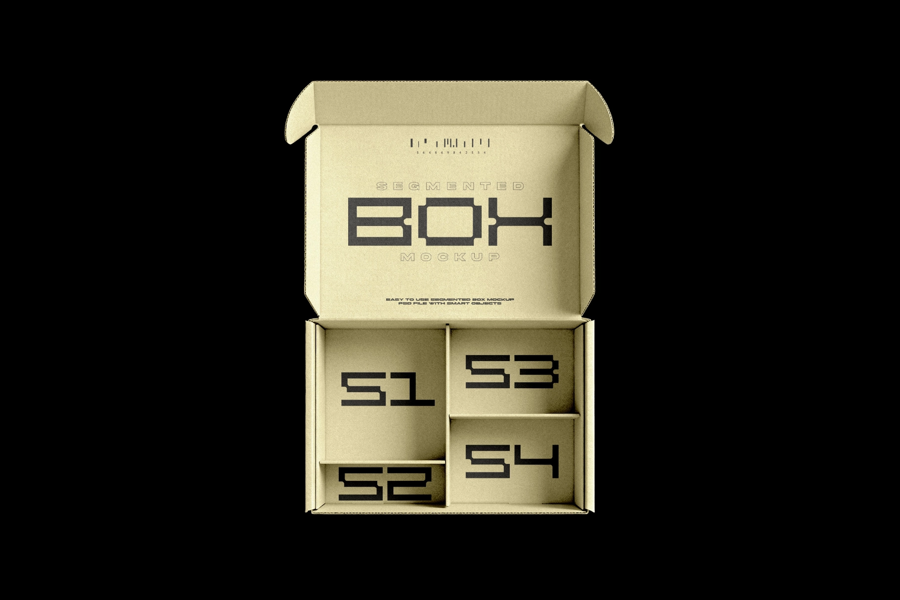 Segmented Box Mockup with Open Lid