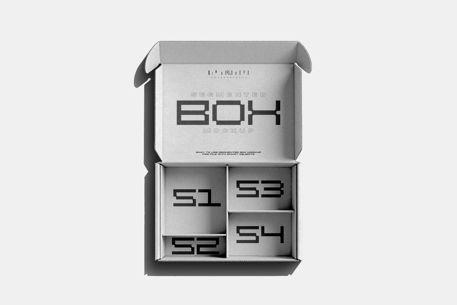 Segmented Box Mockup with Open Lid