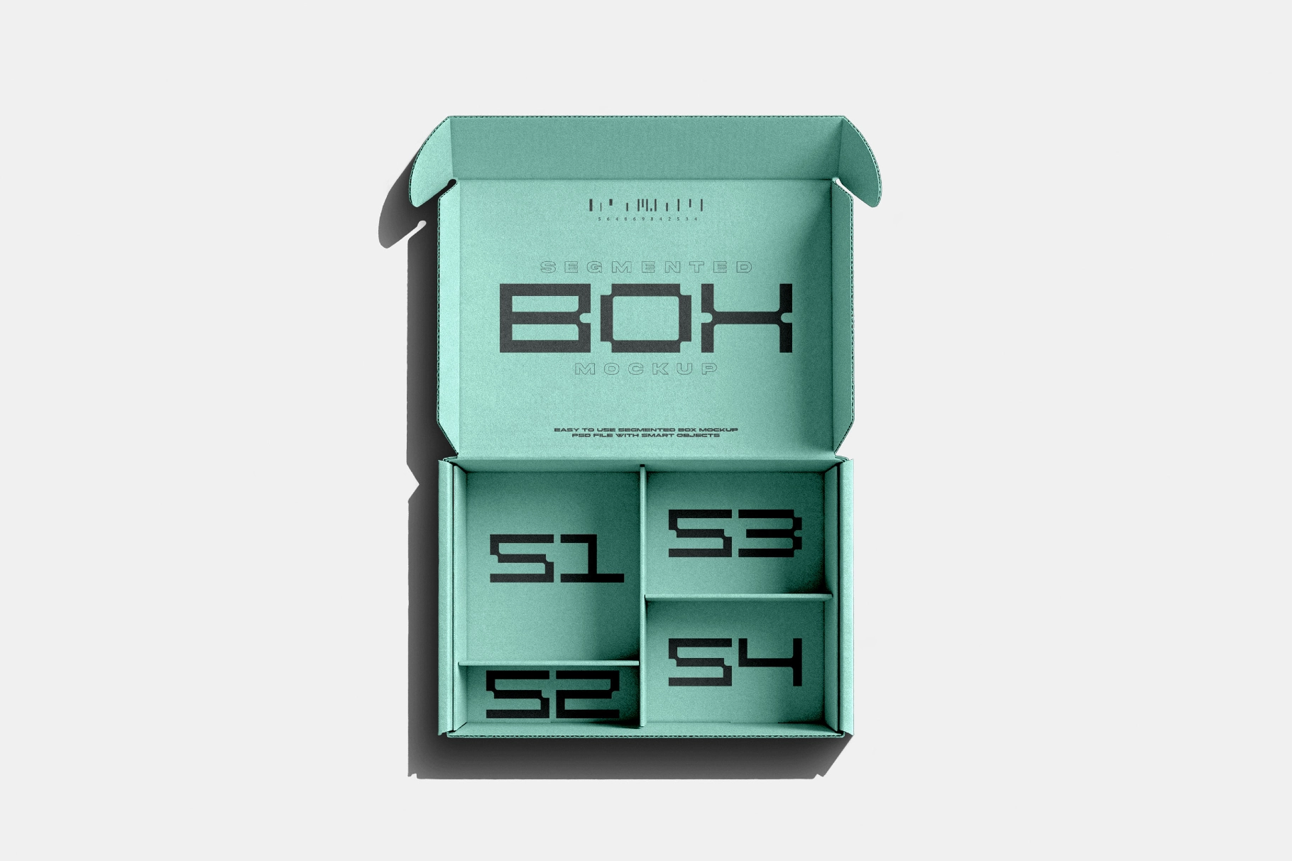Segmented Box Mockup with Open Lid