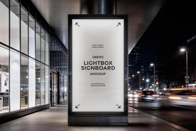Outdoor Vertical Signboard Mockup
