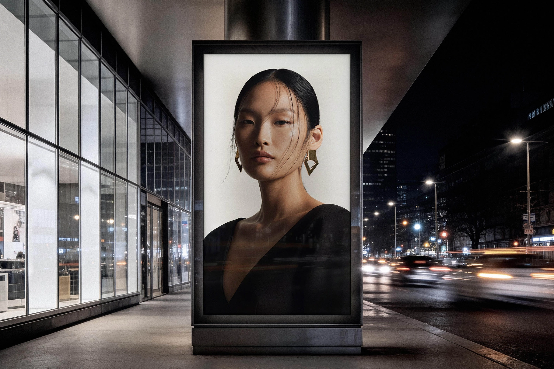 Outdoor Vertical Signboard Mockup