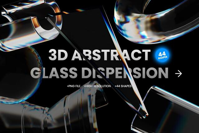 3D Abstract Shapes Glass Dispersion