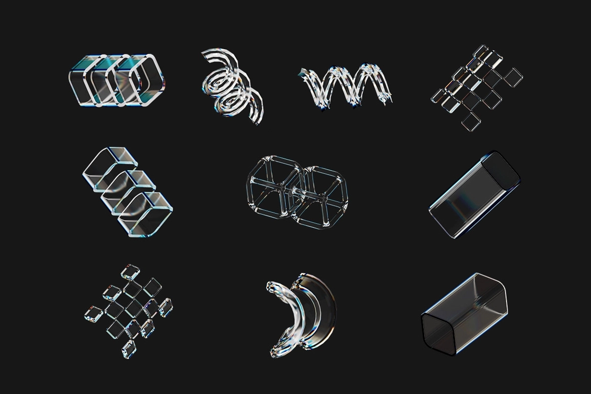 3D Abstract Shapes Glass Dispersion