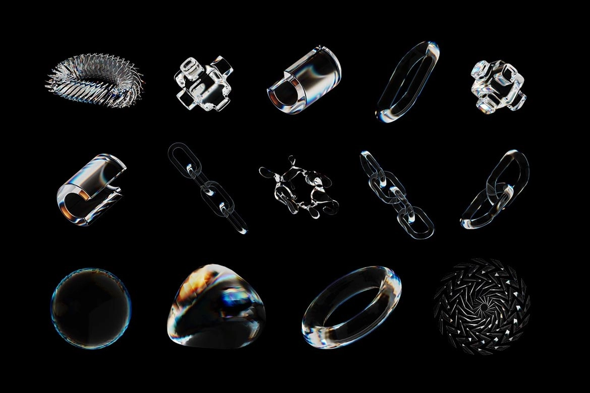 3D Abstract Shapes Glass Dispersion