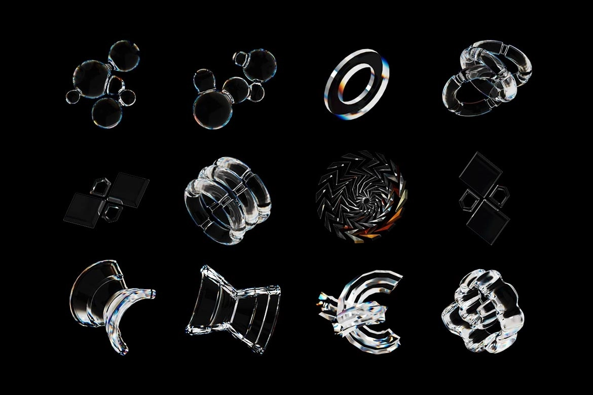 3D Abstract Shapes Glass Dispersion