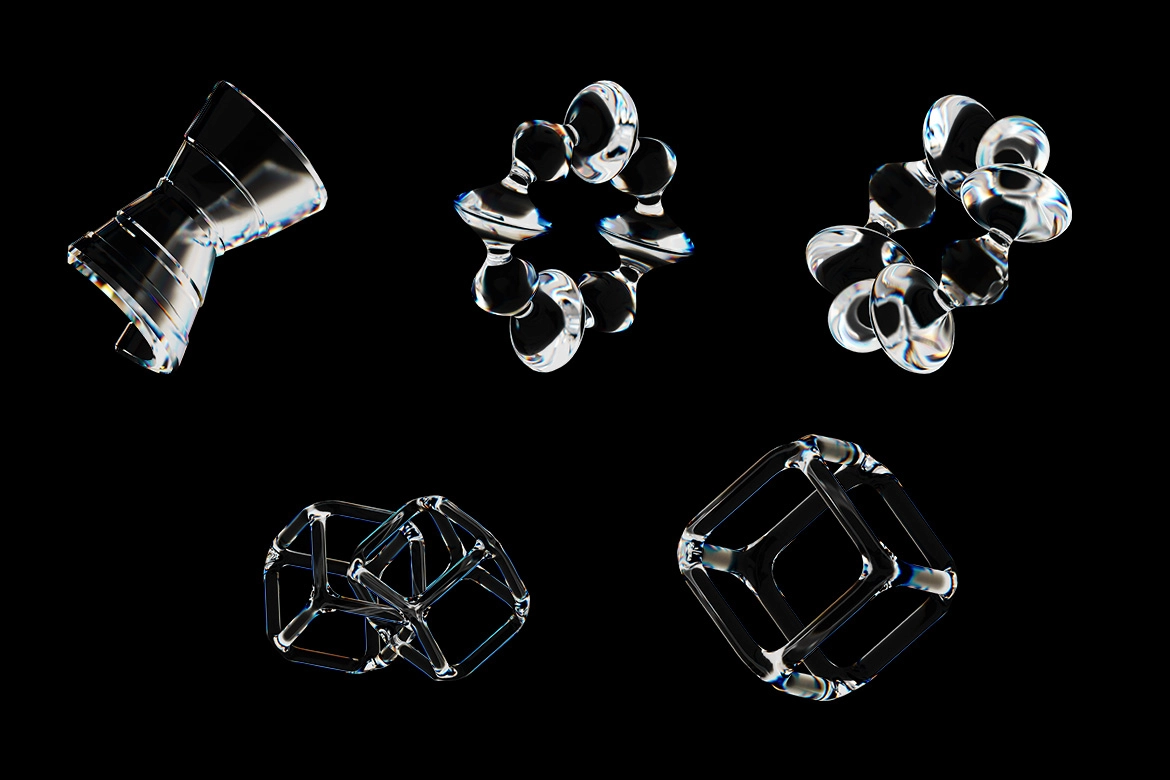 3D Abstract Shapes Glass Dispersion