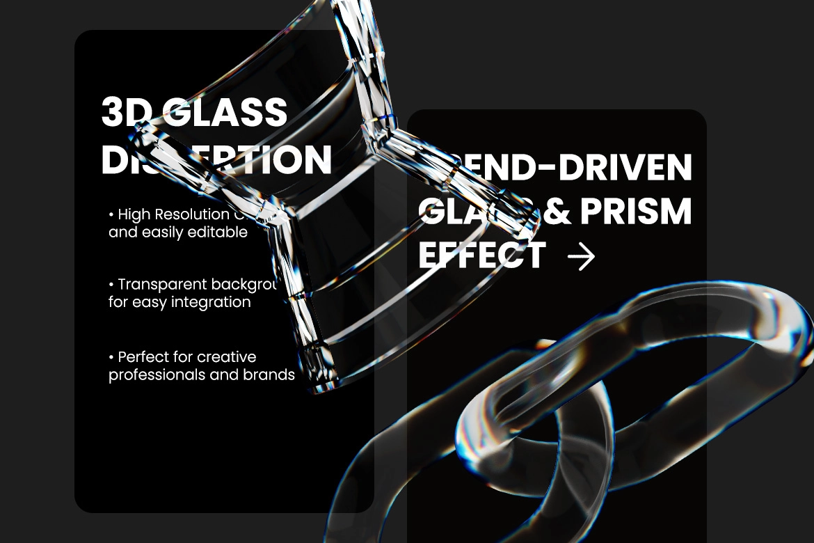 3D Abstract Shapes Glass Dispersion