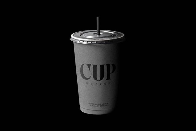 Takeaway Coffee Cup with Straw Mockup