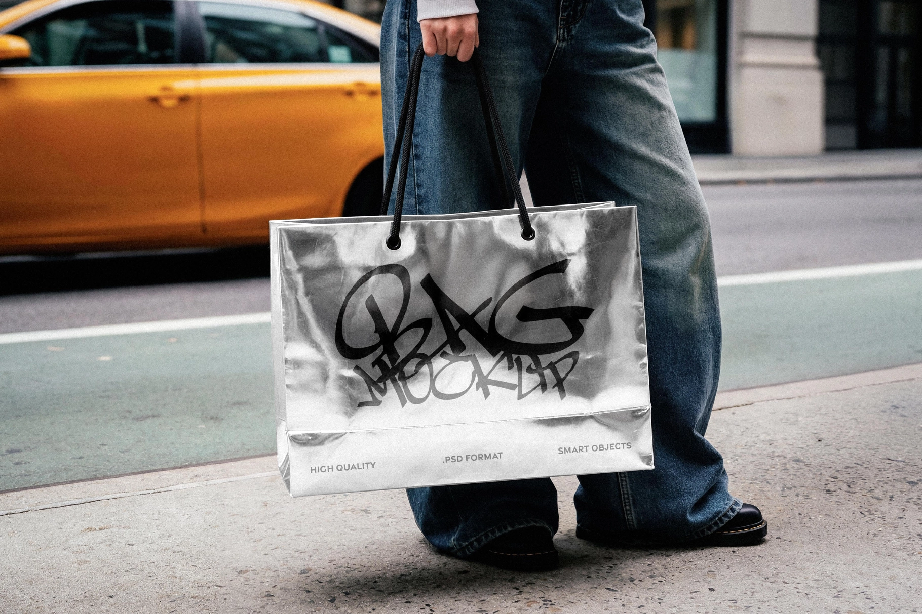 Urban Metallic Shopping Bag Mockup