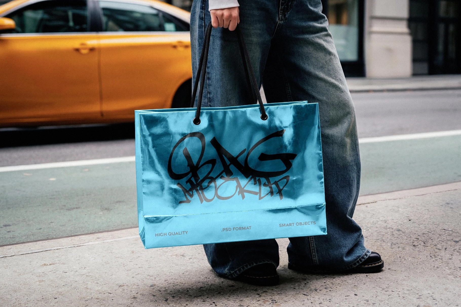 Urban Metallic Shopping Bag Mockup
