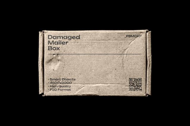 Damaged Mailing Box Mockup
