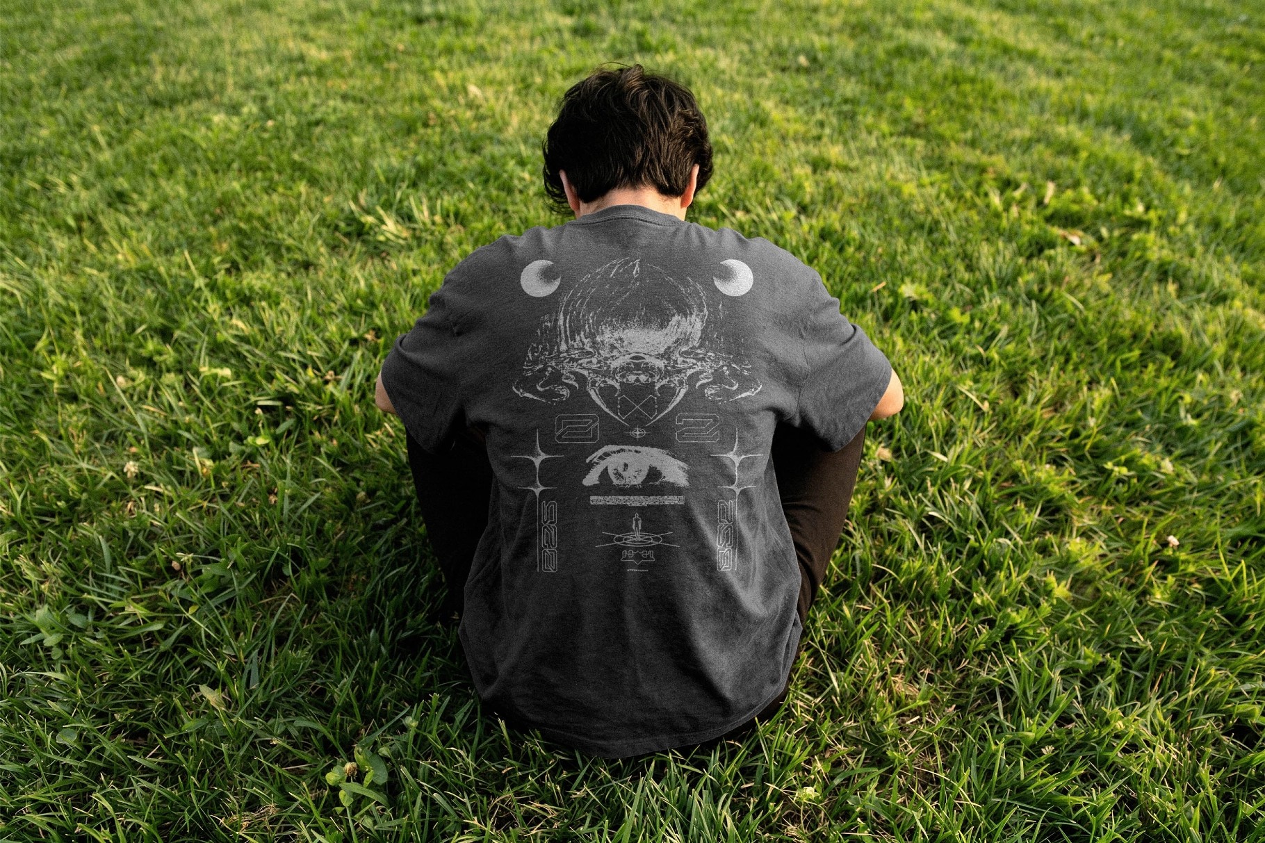Grass Lawn T-Shirt Back Print Mockup