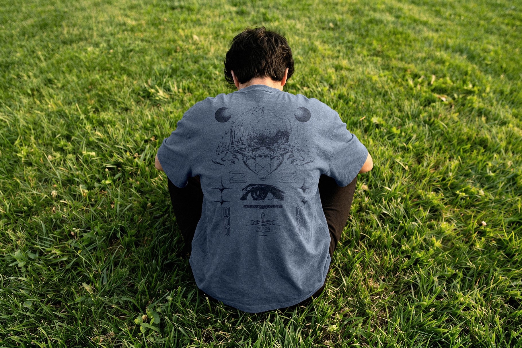 Grass Lawn T-Shirt Back Print Mockup