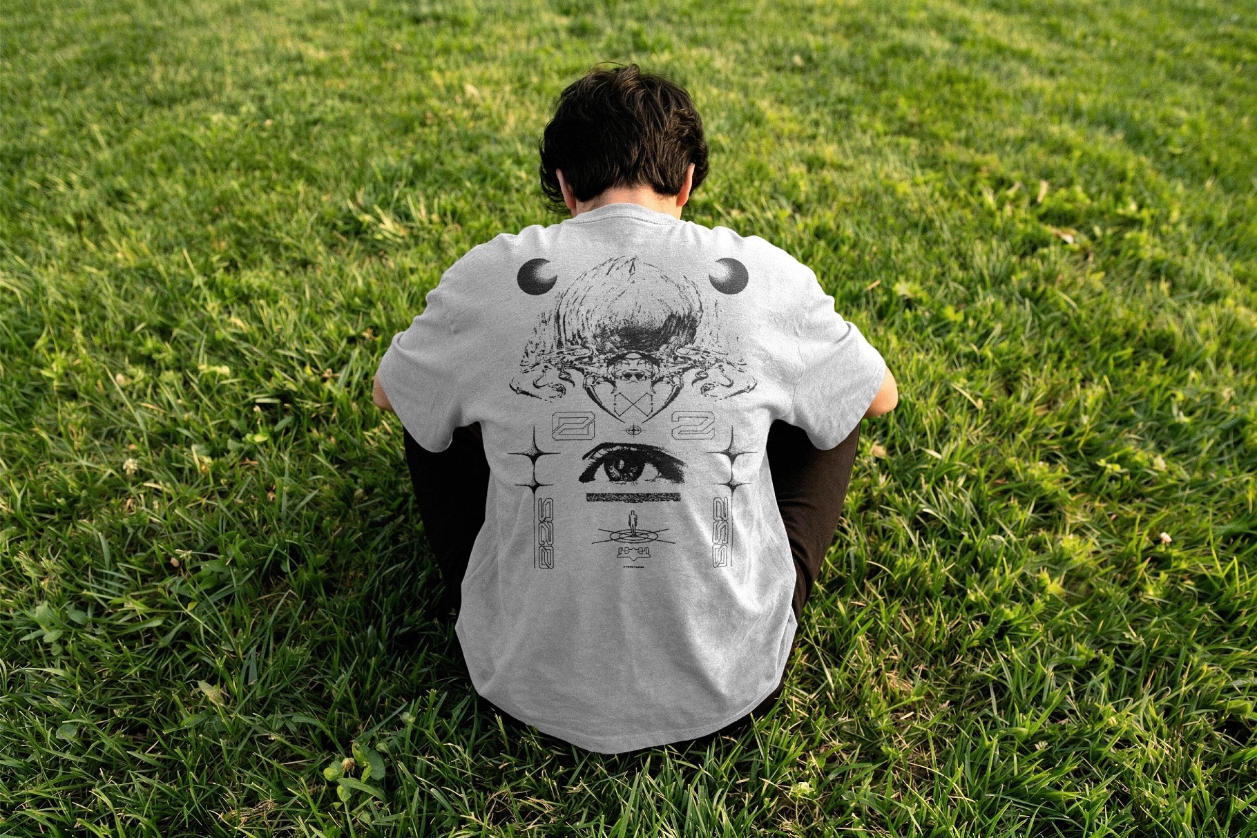 Grass Lawn T-Shirt Back Print Mockup